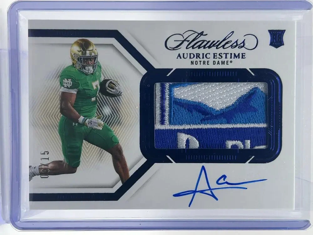 2024 National Treasures Audric Estime PlayStation Bowl Patch Auto /15 Notre Dame